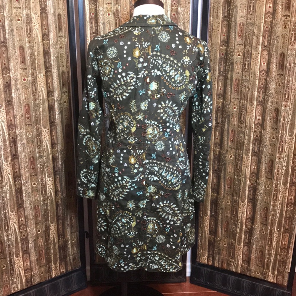 Johnny Was Green Paisley Long Coat - Picture 4 of 6